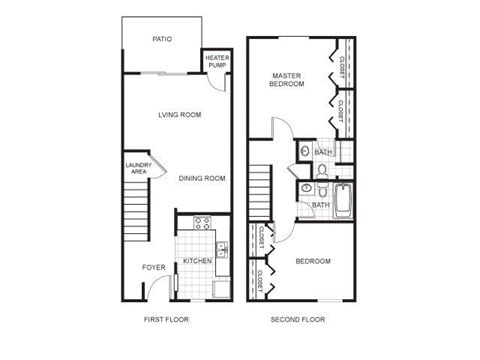 Floor plan for 2 beds, 2 baths, 868 sqft