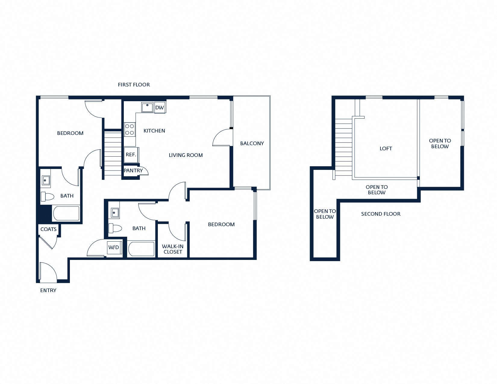 Floor plan for 2 beds, 2 baths, 1267 sqft