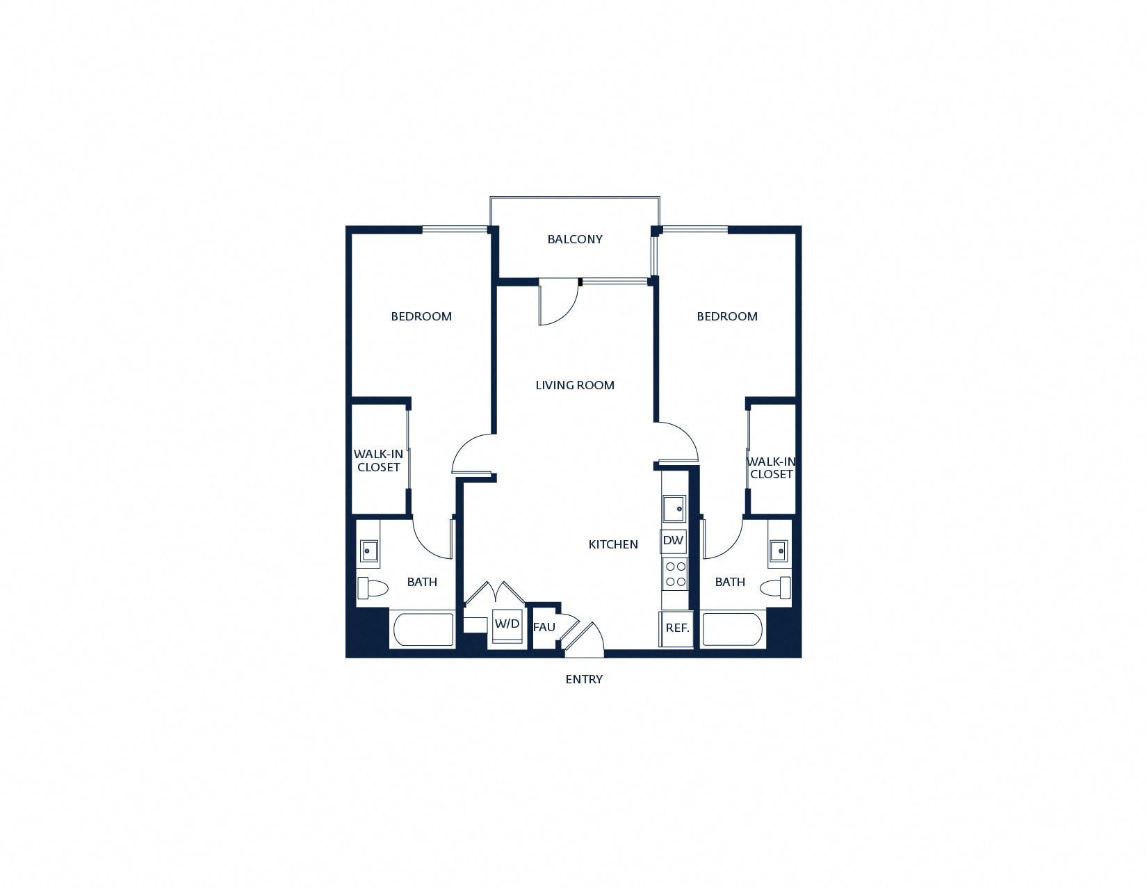 Floor plan for 2 beds, 2 baths, 1108 sqft