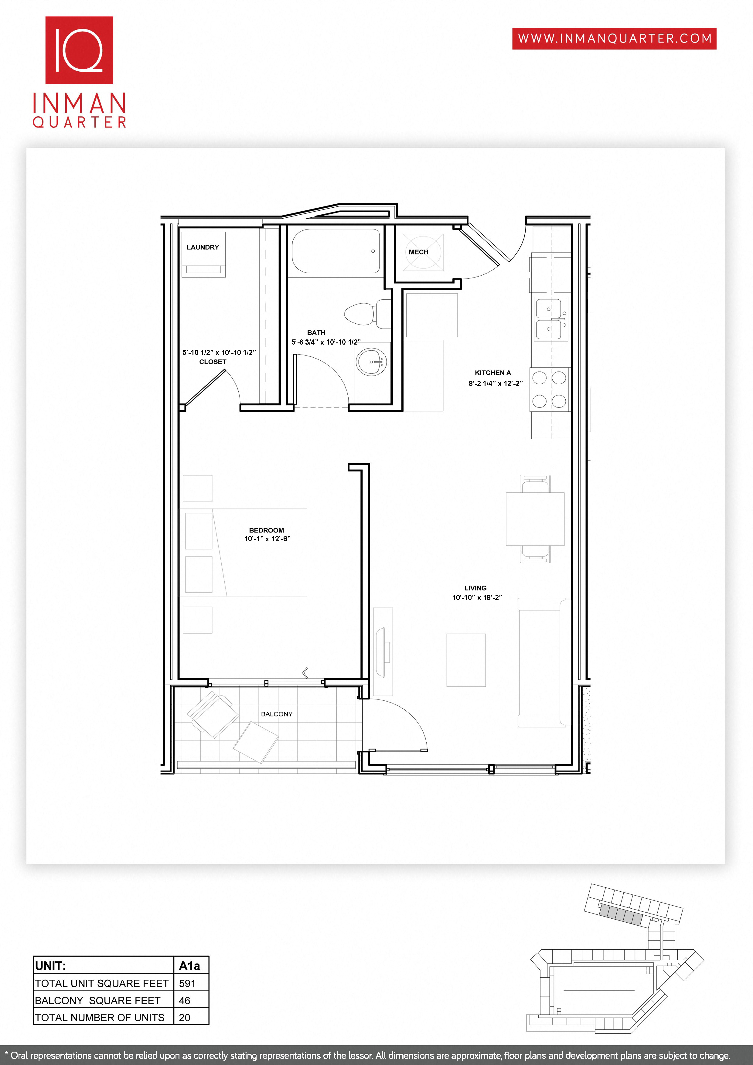 Floor plan for studio, 1 bath, 591 sqft