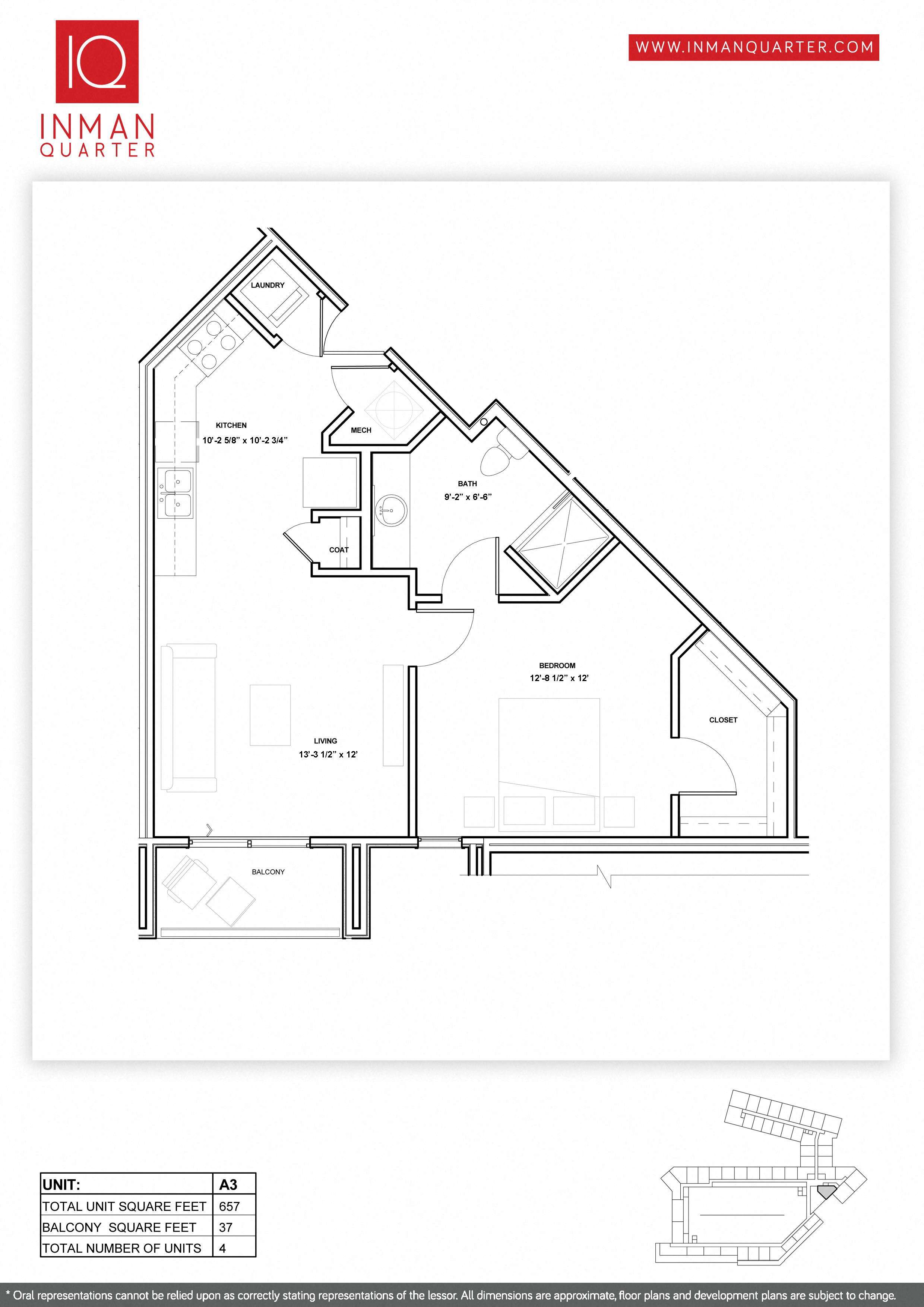 Floor plan for 1 bed, 1 bath, 654 sqft