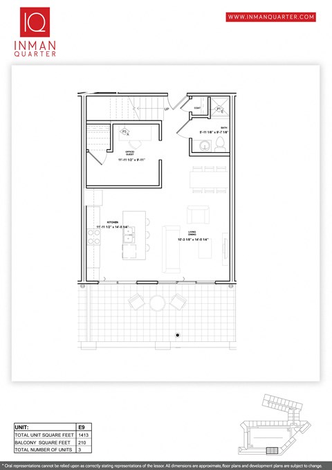 Floor plan for 2 beds, 2 baths, 1413 sqft