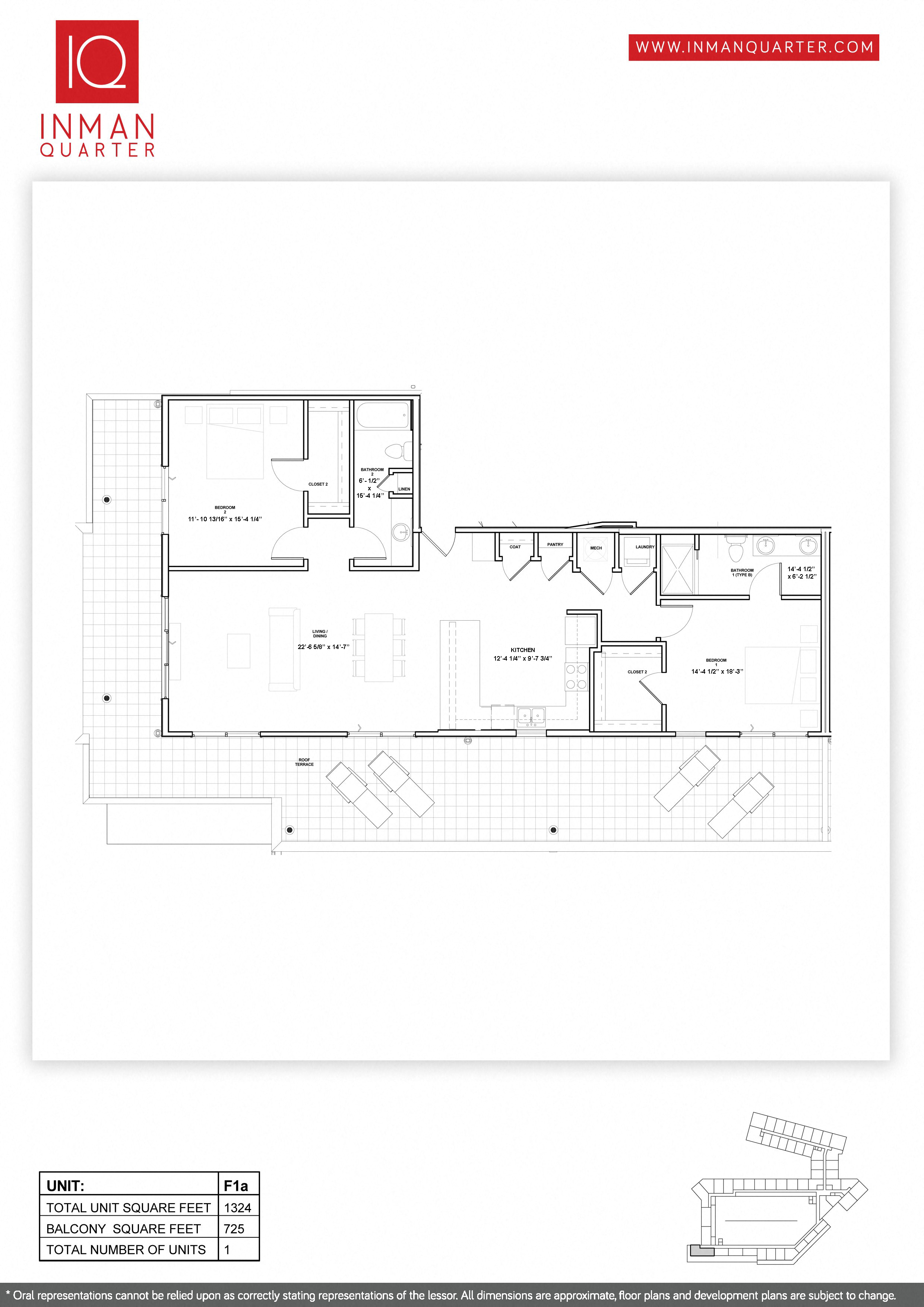 Floor plan for 2 beds, 2 baths, 1324 sqft