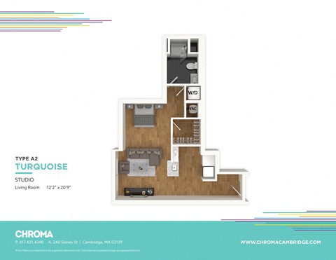 Floor plan for studio, 1 bath, 493 sqft