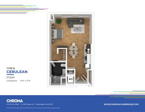 Floor plan for studio, 1 bath, 484 sqft