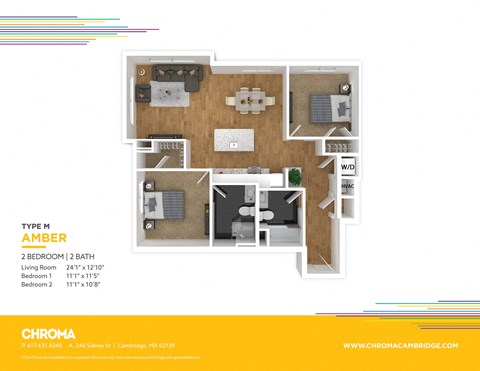 Floor plan for 2 beds, 2 baths, 936 sqft