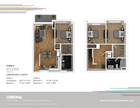 Floor plan for 3 beds, 2 baths, 1230 sqft