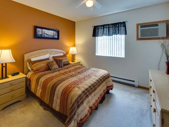 Vertical and mini-blinds provided