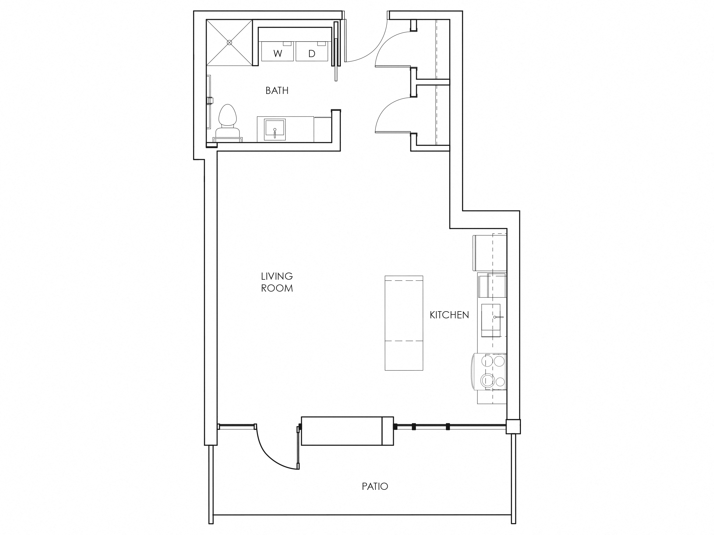 Floor plan for studio, 1 bath, 526 sqft