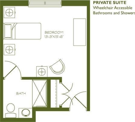 Floor plan for 1 bed, 1 bath