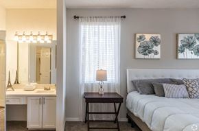 Hallandale Beach apartment for rent - a bedroom with a bed and a bathroom with a sink