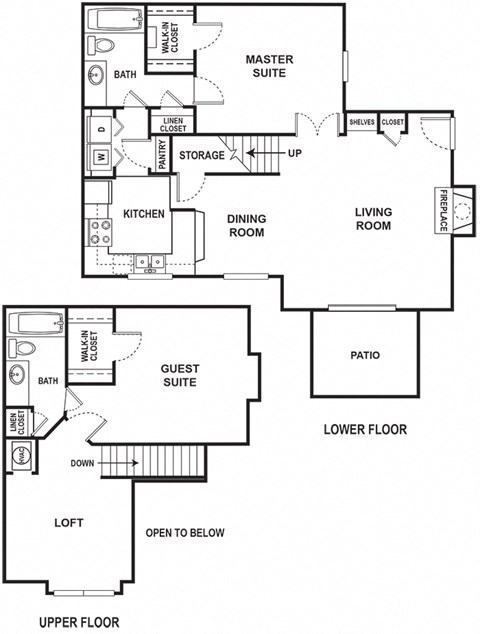Floor plan for 2 beds, 2 baths, 1132 sqft