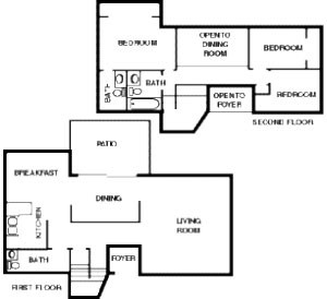 Floor plan for 3 beds, 1.5 baths, 1498 sqft