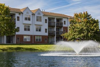 Scenic pond with fountain