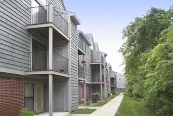 Balcony or patio with enclosed, private storage