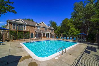 Outdoor turquoise swimming pool