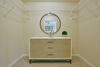 Large walk-in closets with wardrobe organizers