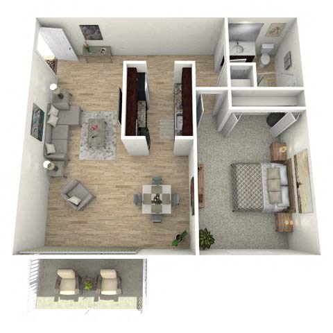 Floor plan for 1 bed, 1 bath, 825 sqft