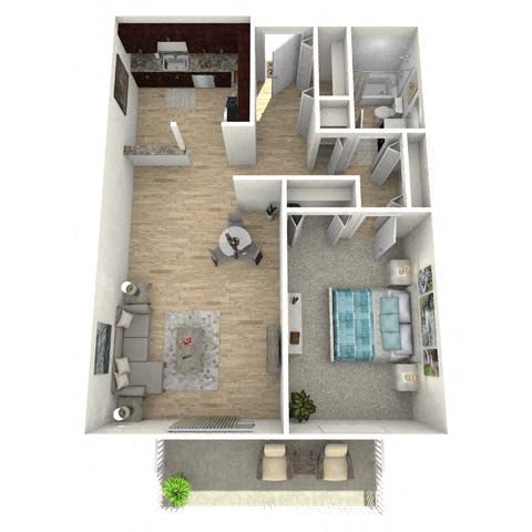 Floor plan for 1 bed, 1 bath, 850 sqft