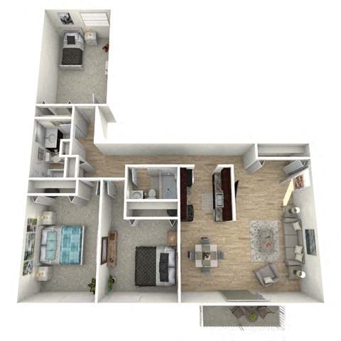 Floor plan for 3 beds, 2 baths, 1250 sqft
