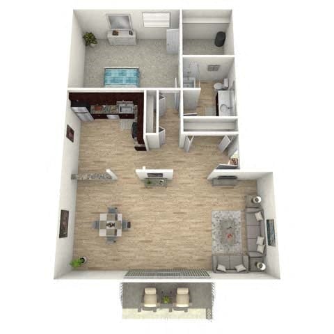 Floor plan for 1 bed, 1 bath, 1100 sqft