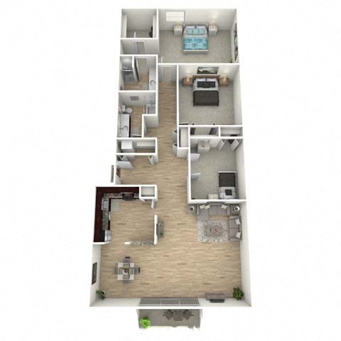 Floor plan for 3 beds, 2 baths, 1800 sqft