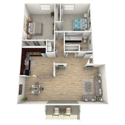 Floor plan for 2 beds, 1 bath, 1200 sqft