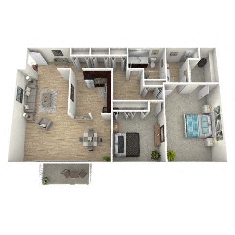 Floor plan for 2 beds, 2 baths, 1600 sqft
