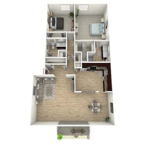 Floor plan for 2 beds, 2 baths, 1550 sqft