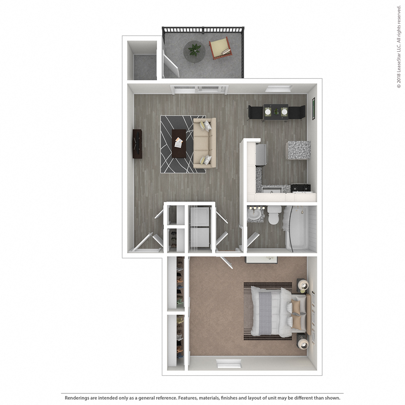 Floor plan for 1 bed, 1 bath, 780 sqft