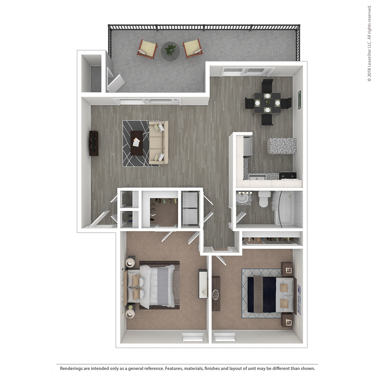 Floor plan for 2 beds, 1 bath, 1070 sqft