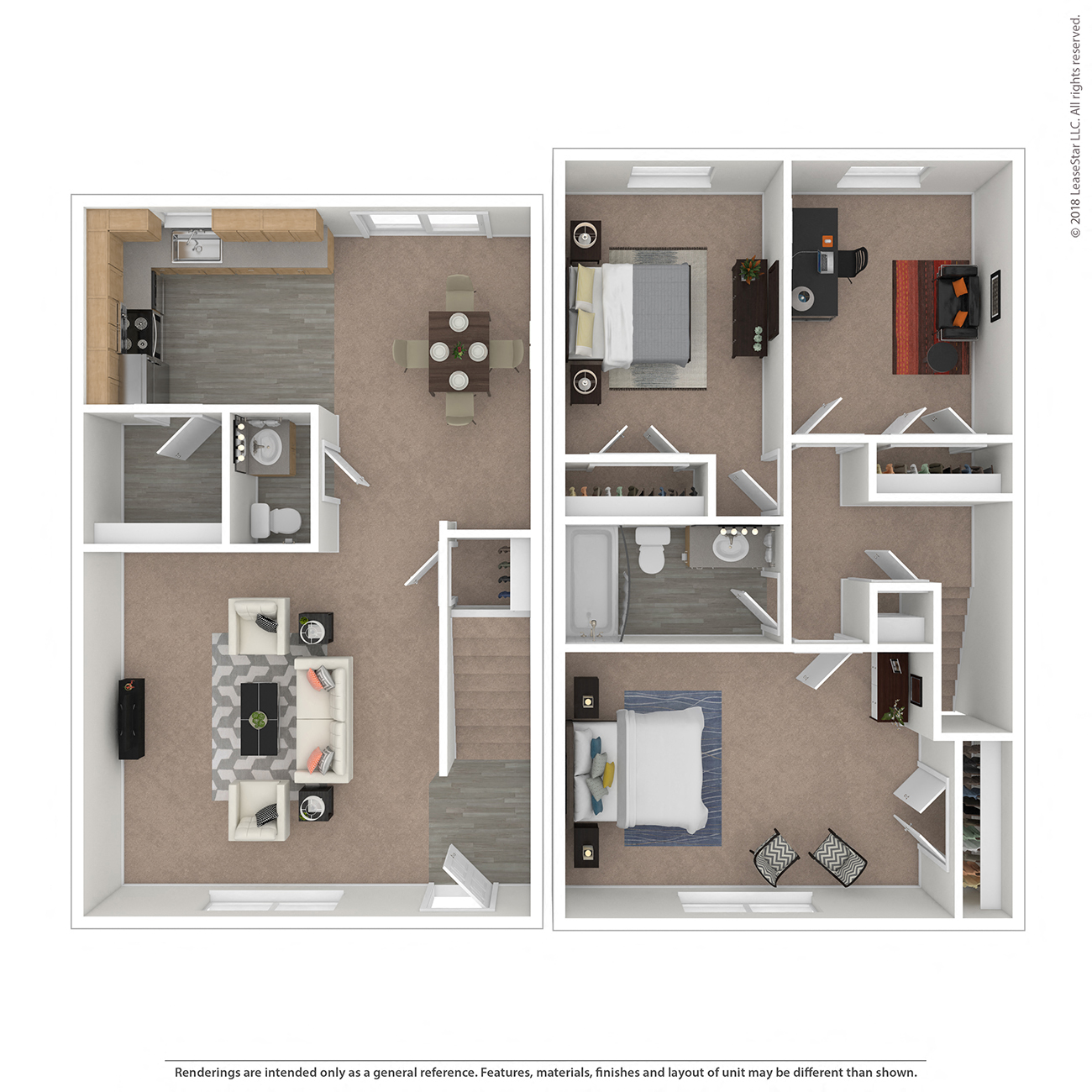 Floor plan for 3 beds, 1.5 baths, 1130 sqft