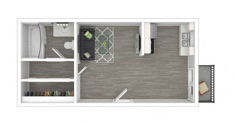 Floor plan for studio, 1 bath, 425 sqft