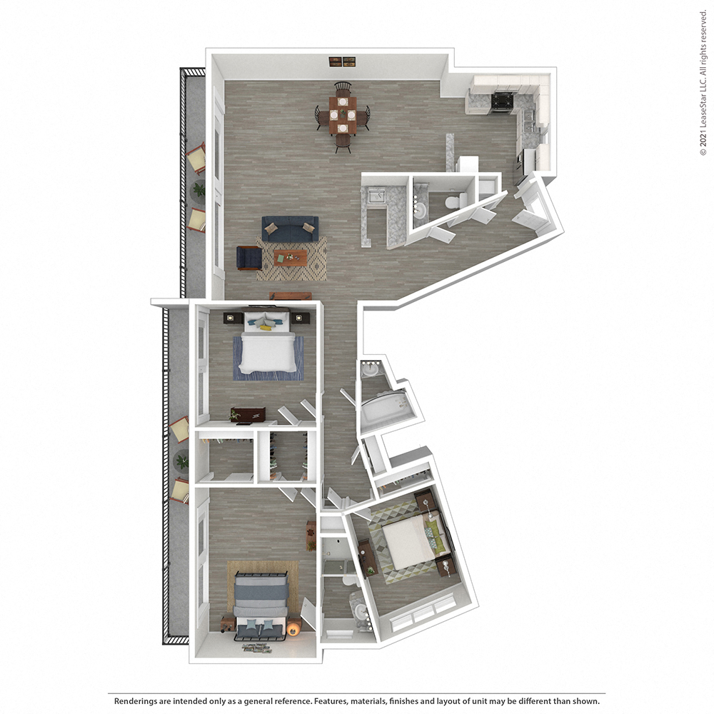 Floor plan for 3 beds, 2.5 baths, 1600 sqft