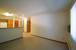 Delano apartment for rent - an empty living room and kitchen with a white wall