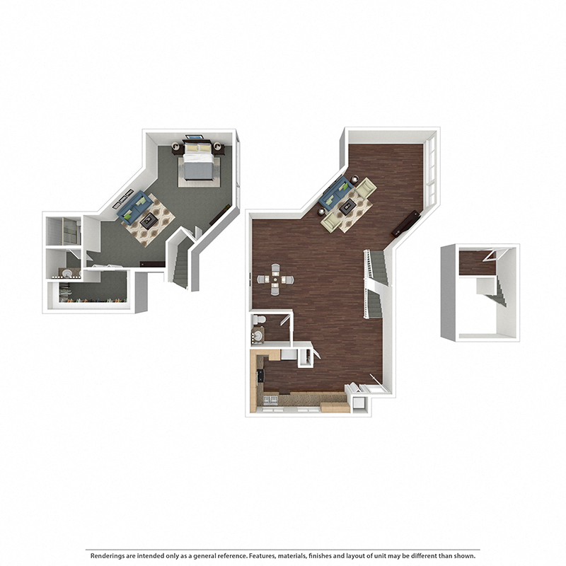 Floor plan for 1 bed, 1.5 baths, 1850 sqft