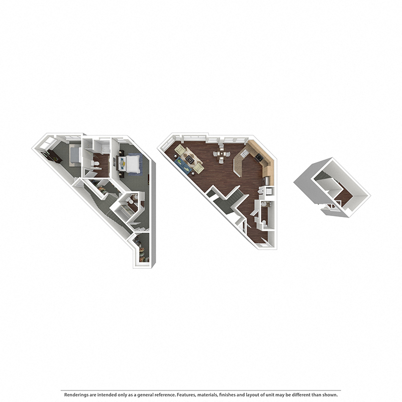 Floor plan for 2 beds, 2.5 baths, 1496 sqft