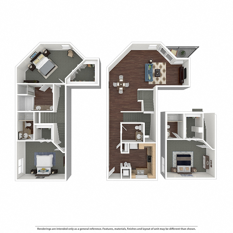 Floor plan for 3 beds, 3.5 baths, 1815 sqft