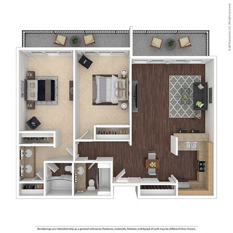 Floor plan for 2 beds, 2 baths, 1180 sqft