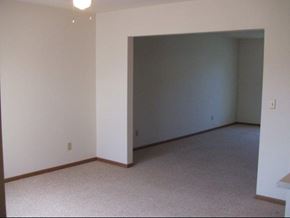St. Louis Park townhouse for rent - an empty living room with white walls and a carpet