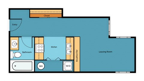 Floor plan for studio, 1 bath, 461 sqft