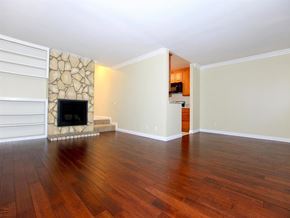 Los Angeles apartment for rent - side view of living room with fire place
