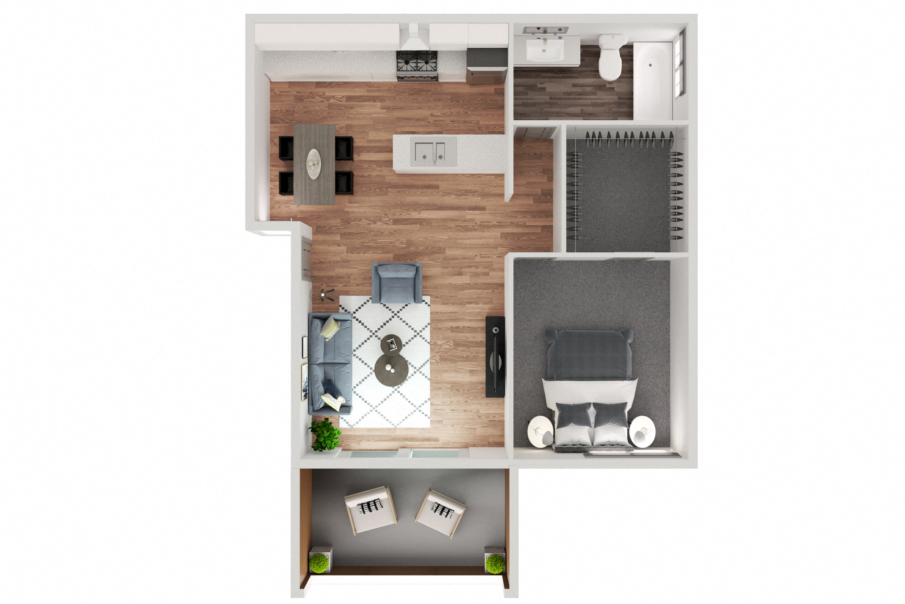 Floor plan for 1 bed, 1 bath, 550 sqft