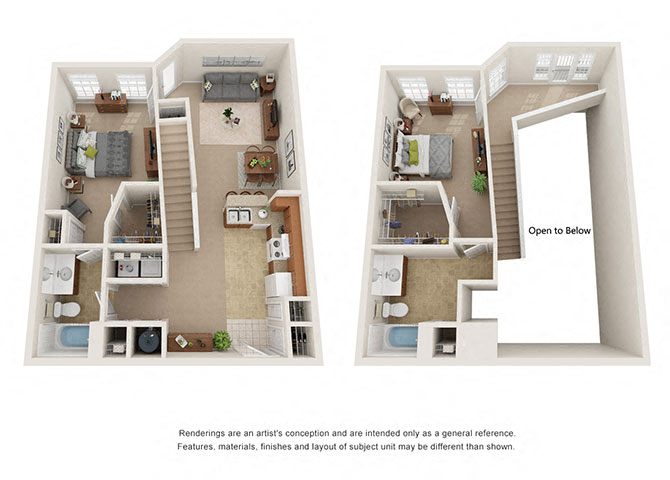 Floor plan for 2 beds, 2 baths, 1200 sqft