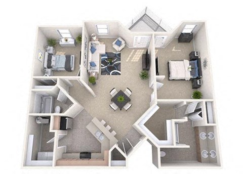 Floor plan for 2 beds, 2 baths, 1248 sqft