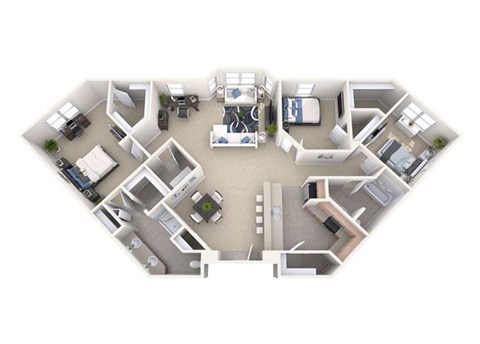Floor plan for 3 beds, 2 baths, 1714 sqft