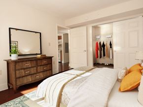 Baltimore apartment for rent - bedroom decorated and closet