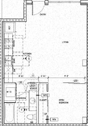 Seattle apartment for rent - the floor plan of a small house with a bathroom and a bedroom