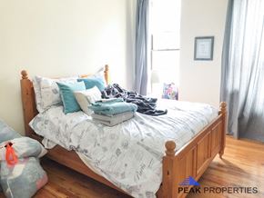 Chicago apartment for rent - a bedroom with a bed and some pillows on it