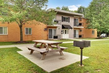 Picnic area with tables and charcoal grills